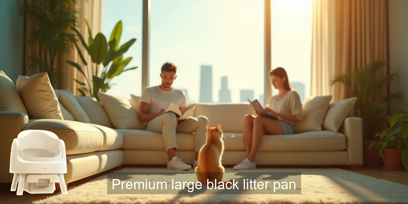 Premium Large Black Cat Litter Box