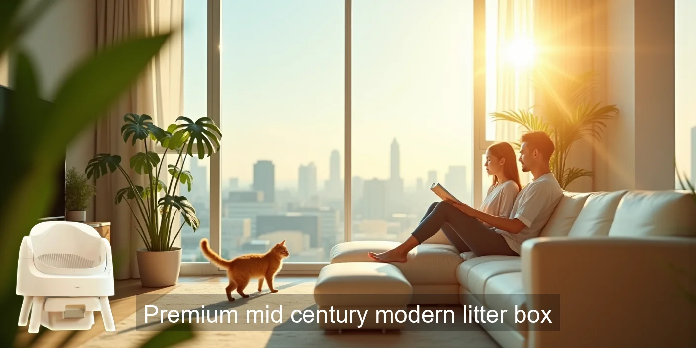 Premium Mid Century Modern Cat Litter Box