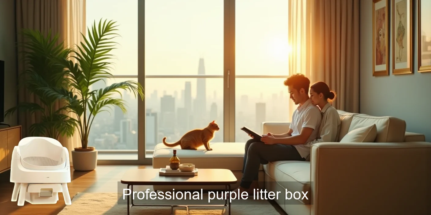 Purple Professional Litter Box For Cats