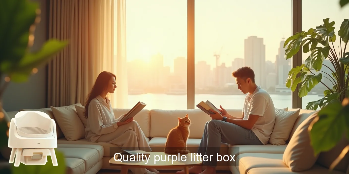Purple Quality Litter Box For Cats